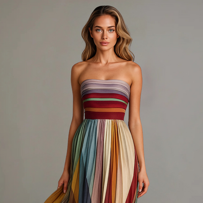 Leontine Pleated Strapless Maxi Dress