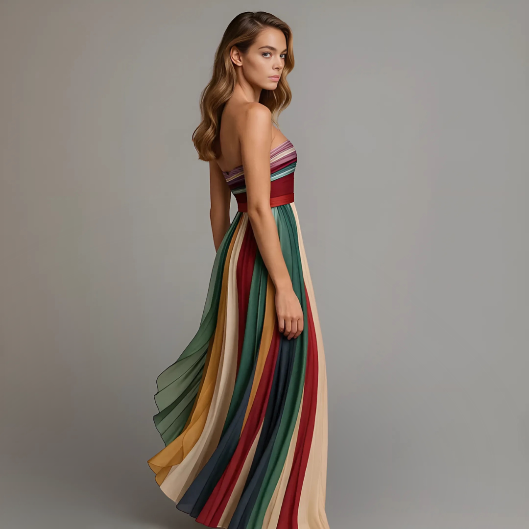 Leontine Pleated Strapless Maxi Dress