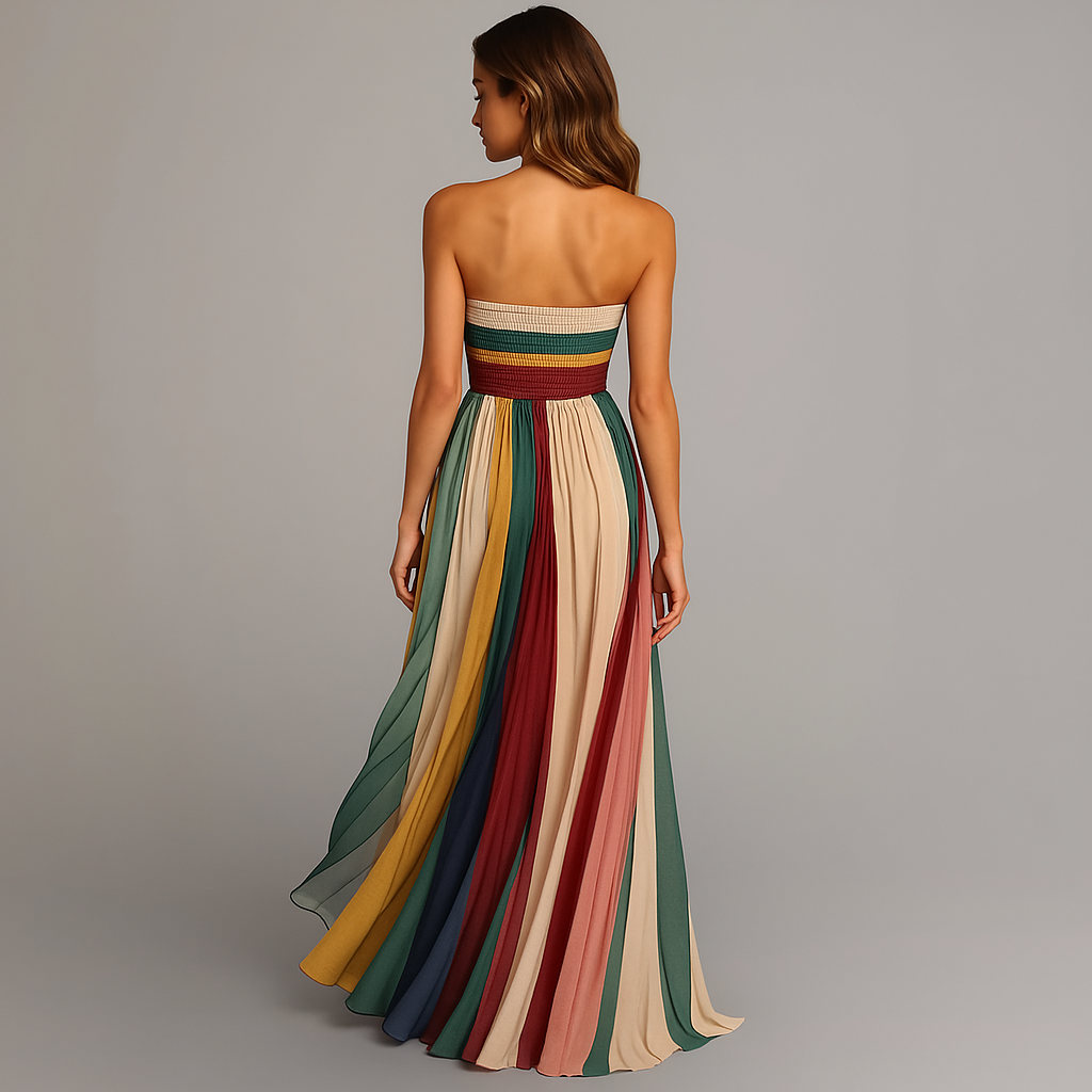 Leontine Pleated Strapless Maxi Dress