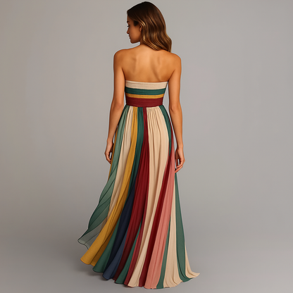 Leontine Pleated Strapless Maxi Dress