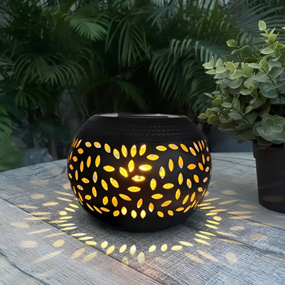 Lumbra Solar Garden Light | Decorative Cut Metal Lamp Casting Patterns Across Paths and Beds