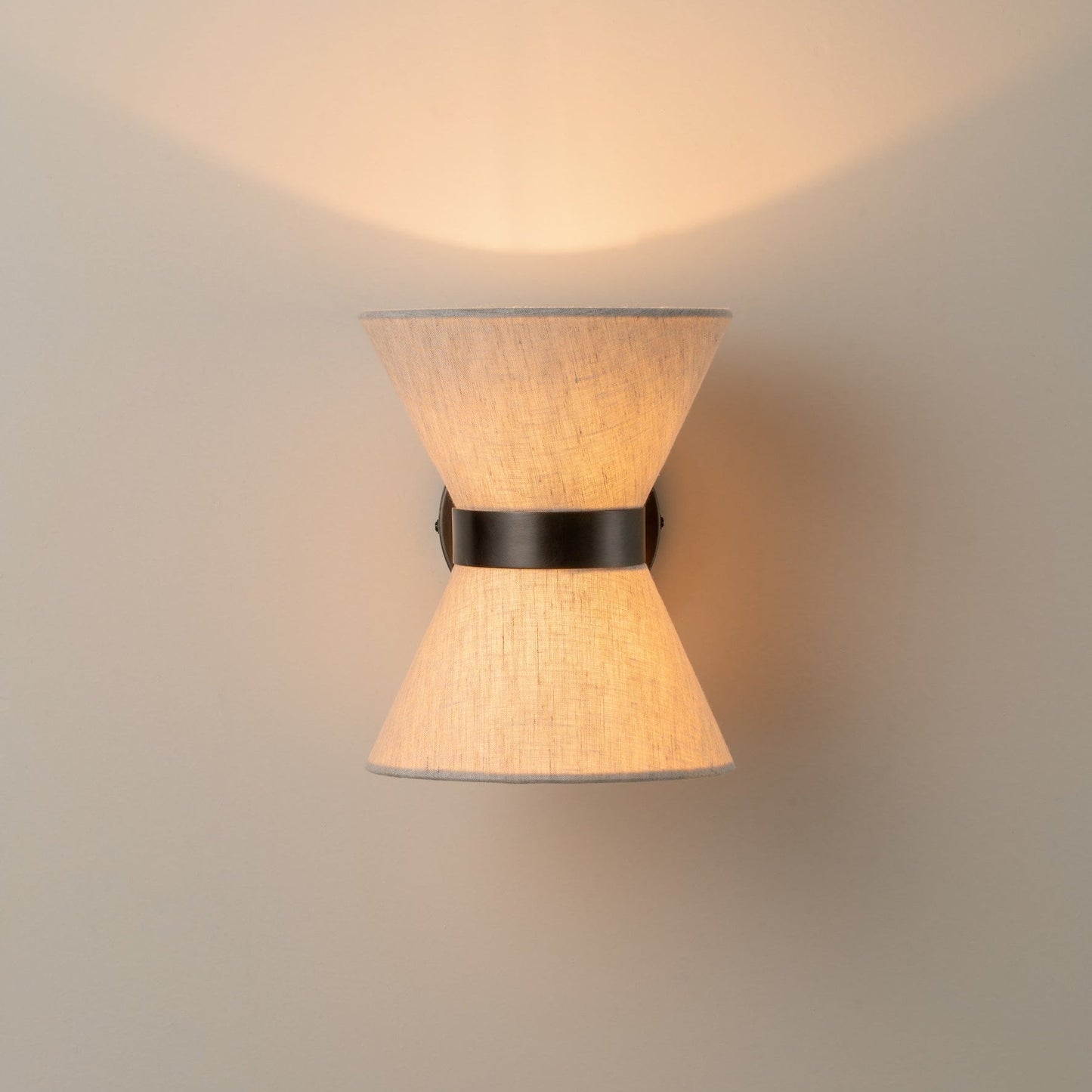 Bronze and Linen Wall Light | Classic Modern Sconce With A Natural Woven Linen Fabric Shade