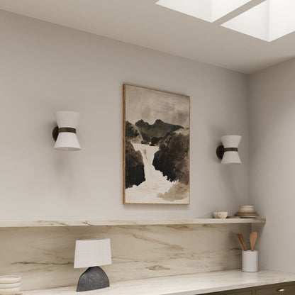 Bronze and Linen Wall Light | Classic Modern Sconce With A Natural Woven Linen Fabric Shade