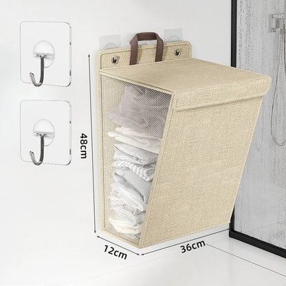 Wallnest Wall Mounted Laundry Basket | Foldable Adhesive Hamper For Small Bathrooms and Bedrooms