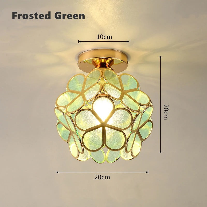 Nordic Petal Aisle Ceiling Lamp | Elegant Corridor and Bedroom Light In Three Glass Colours