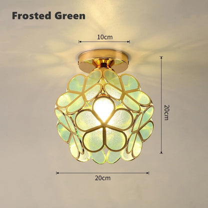 Nordic Petal Aisle Ceiling Lamp | Elegant Corridor and Bedroom Light In Three Glass Colours