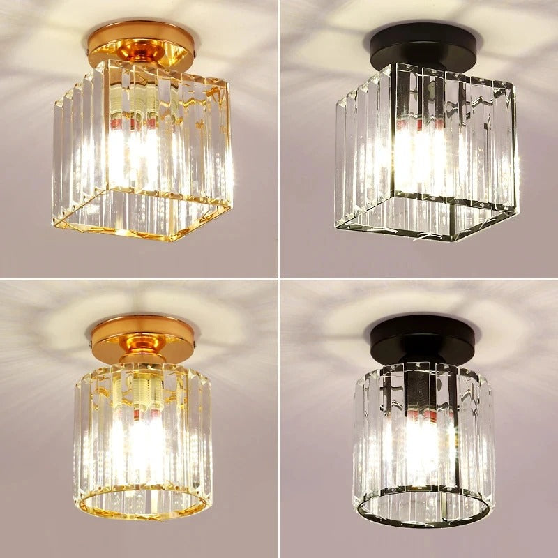Crystal Ceiling Light | Elegant Corridor and Aisle Lamp In Round or Square Crystal Designs