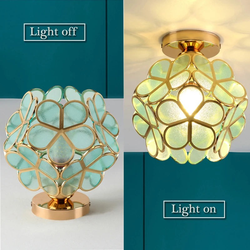 Nordic Petal Aisle Ceiling Lamp | Elegant Corridor and Bedroom Light In Three Glass Colours