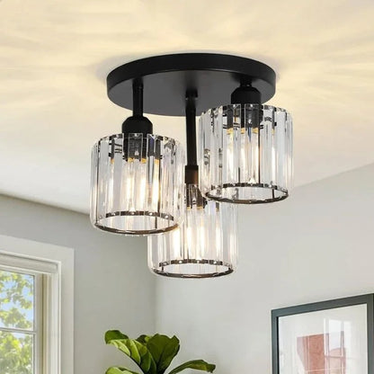 Gold Luxury Crystal Ceiling Light | 3 Light Semi Flush Mount For Bedrooms and Hallway Ceilings