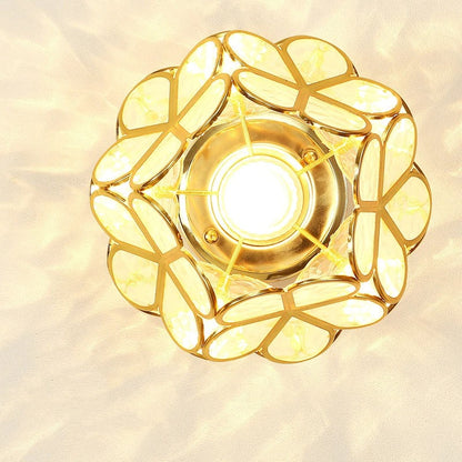 Nordic Petal Aisle Ceiling Lamp | Elegant Corridor and Bedroom Light In Three Glass Colours