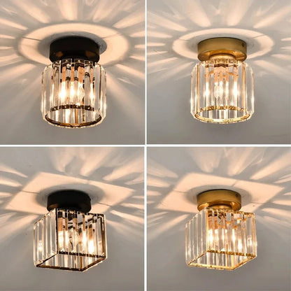 Crystal Ceiling Light | Elegant Corridor and Aisle Lamp In Round or Square Crystal Designs
