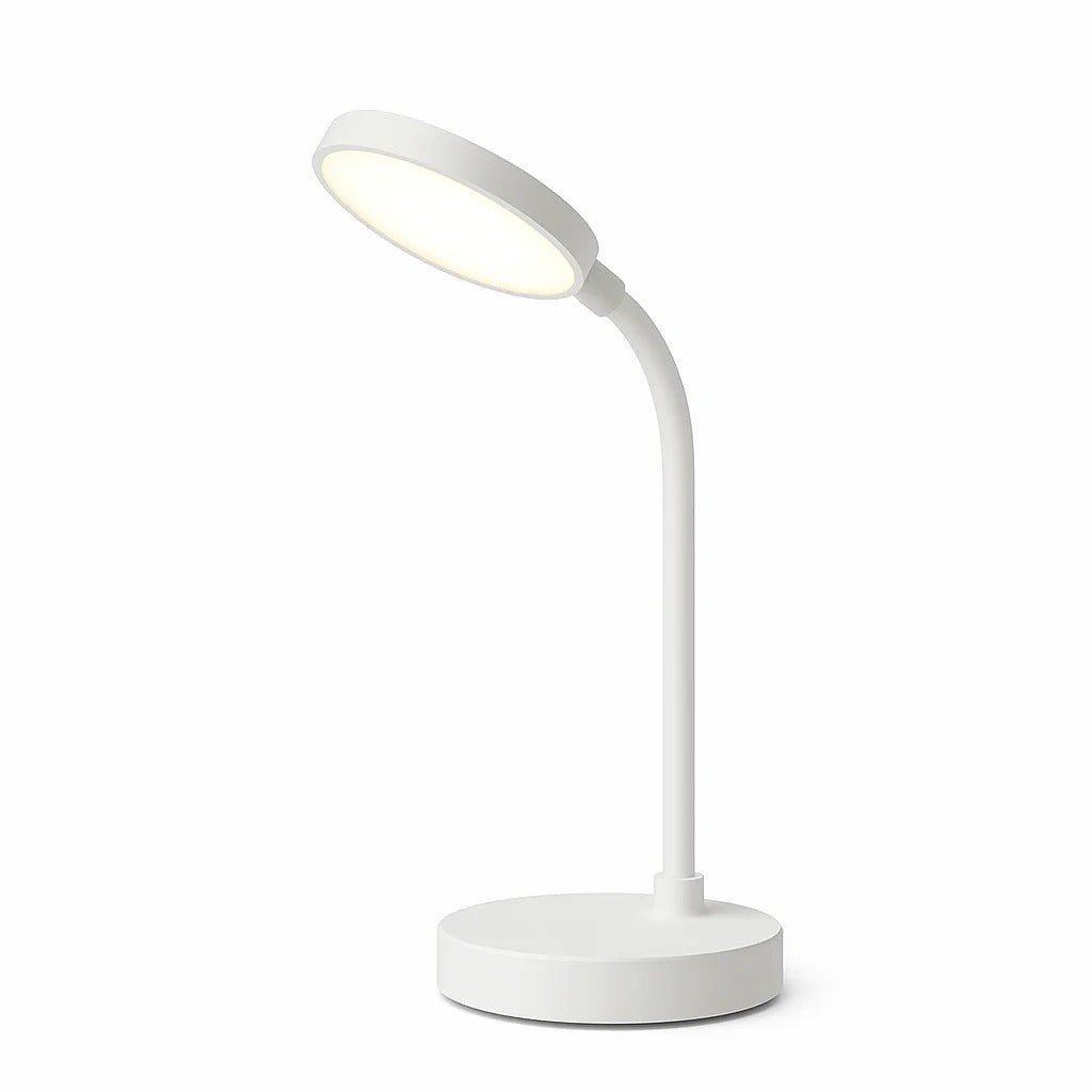 LED Desk Lamp With USB Charging | Adjustable Swan Neck Reading Light and A Phone Slot Base