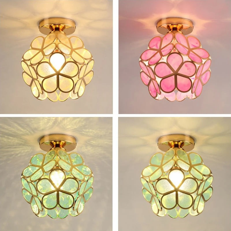 Nordic Petal Aisle Ceiling Lamp | Elegant Corridor and Bedroom Light In Three Glass Colours