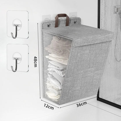 Wallnest Wall Mounted Laundry Basket | Foldable Adhesive Hamper For Small Bathrooms and Bedrooms