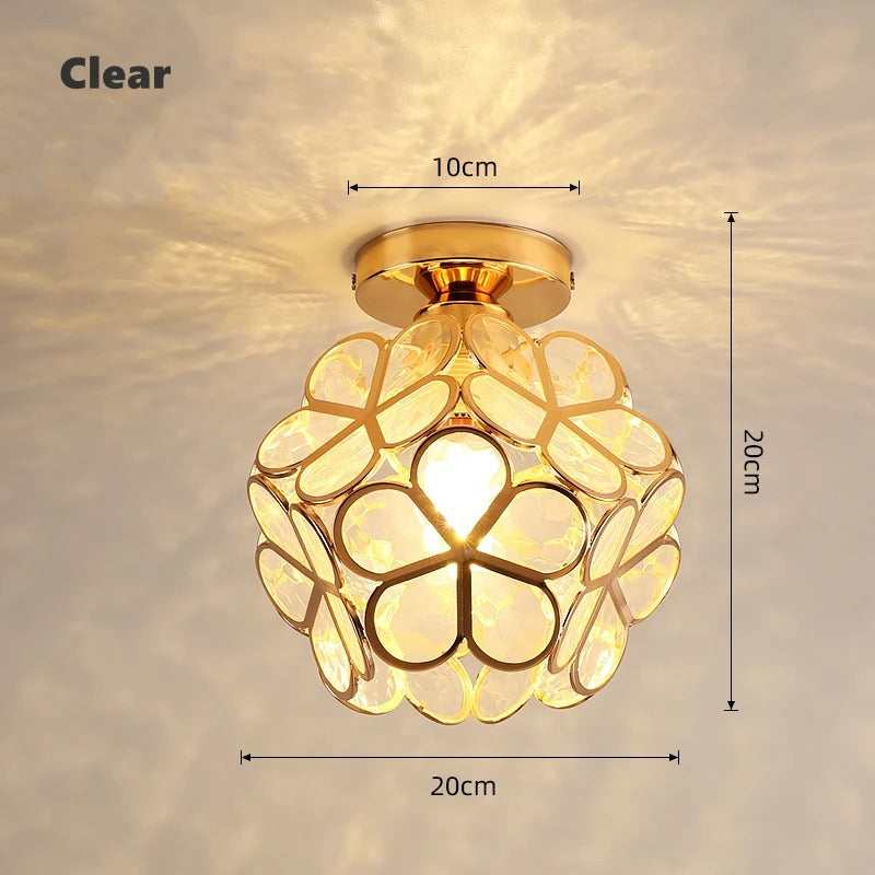 Nordic Petal Aisle Ceiling Lamp | Elegant Corridor and Bedroom Light In Three Glass Colours