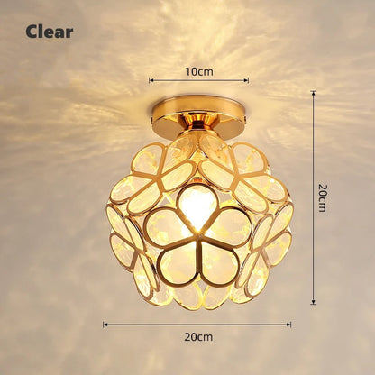 Nordic Petal Aisle Ceiling Lamp | Elegant Corridor and Bedroom Light In Three Glass Colours