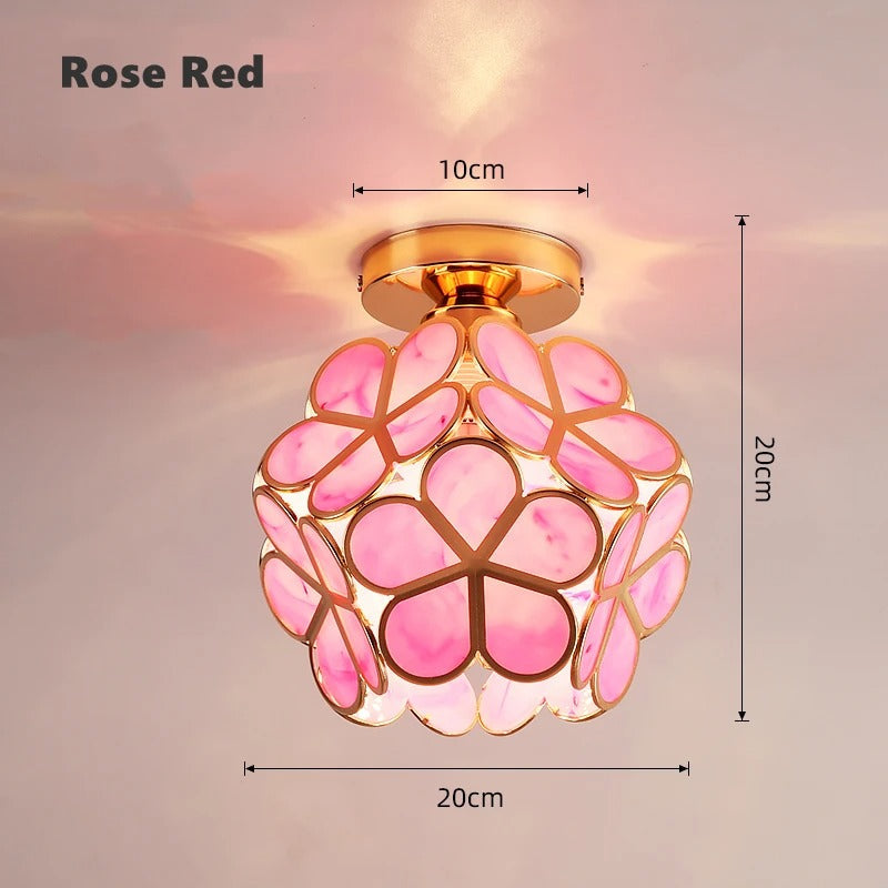 Nordic Petal Aisle Ceiling Lamp | Elegant Corridor and Bedroom Light In Three Glass Colours