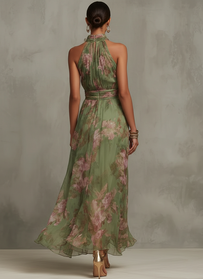 Ruth Floral Halter Neck Maxi Dress