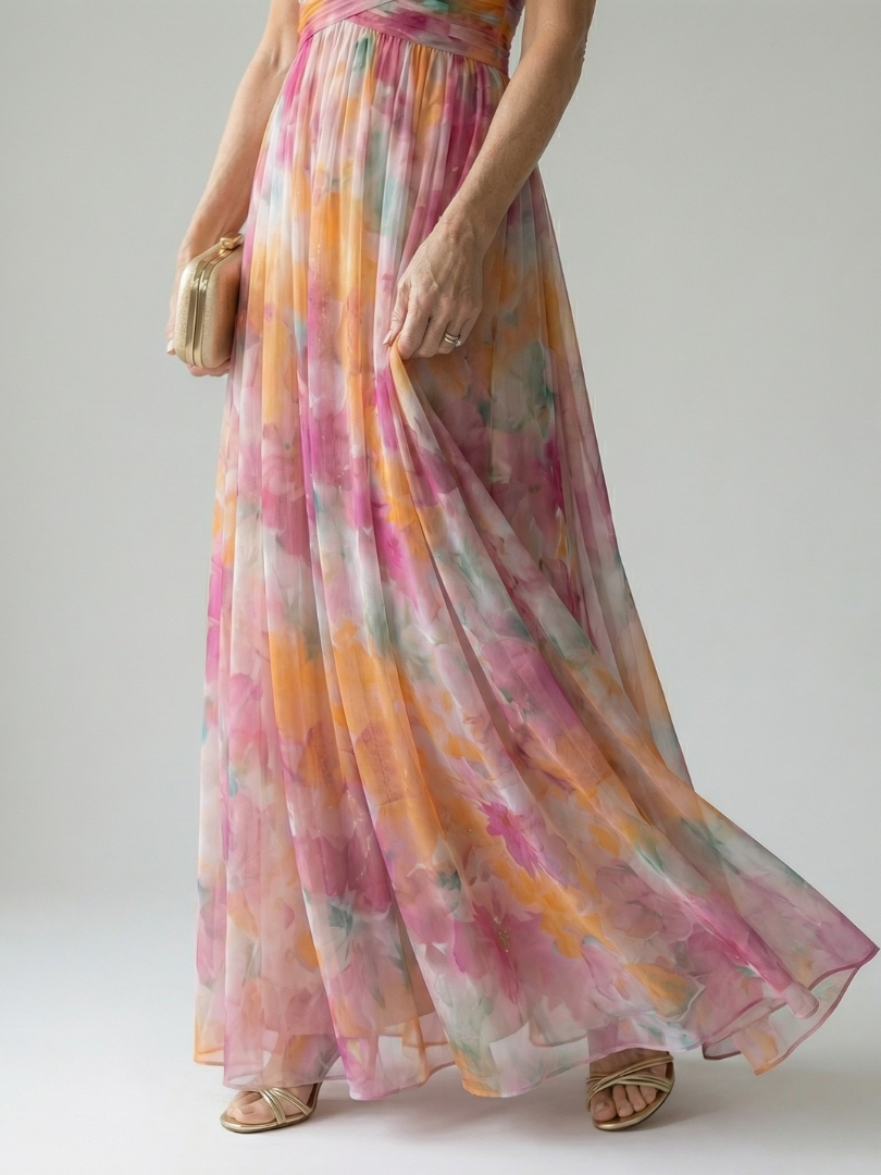 Solène Wrapped Bodice Maxi Dress