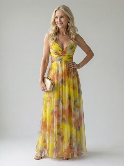 Solène Wrapped Bodice Maxi Dress