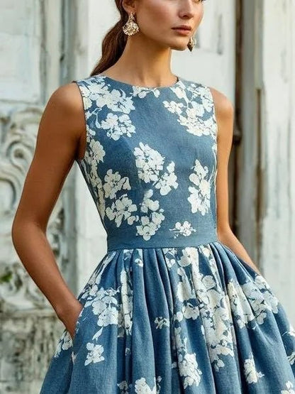 Off-Shoulder Floral Swing Midi Dress