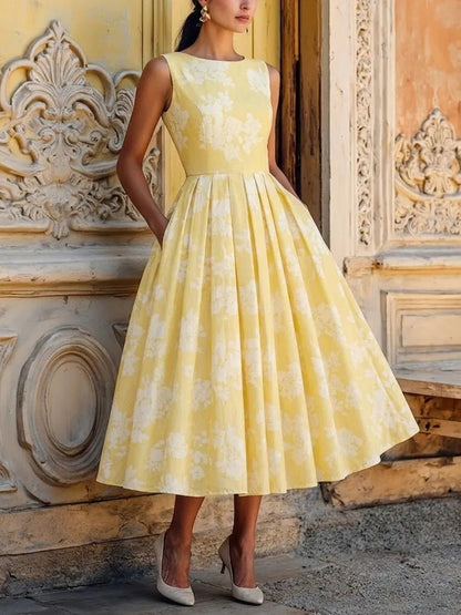 Off-Shoulder Floral Swing Midi Dress