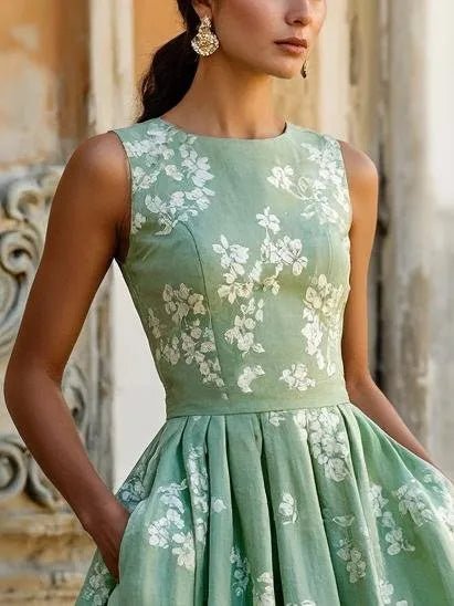Off-Shoulder Floral Swing Midi Dress