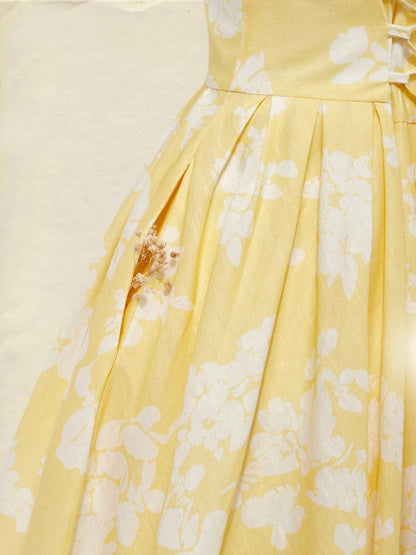 Off-Shoulder Floral Swing Midi Dress