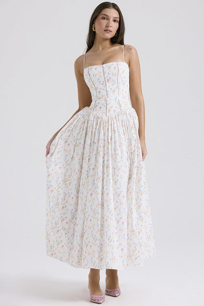 Arvelle Pleated Strapless Midi Wedding Guest Dress