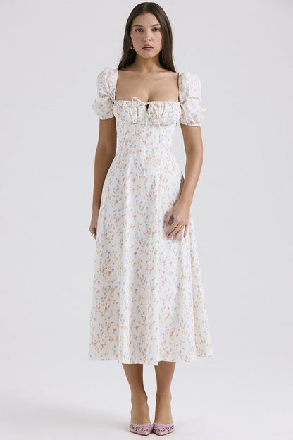 Arvelle Pleated Strapless Midi Wedding Guest Dress