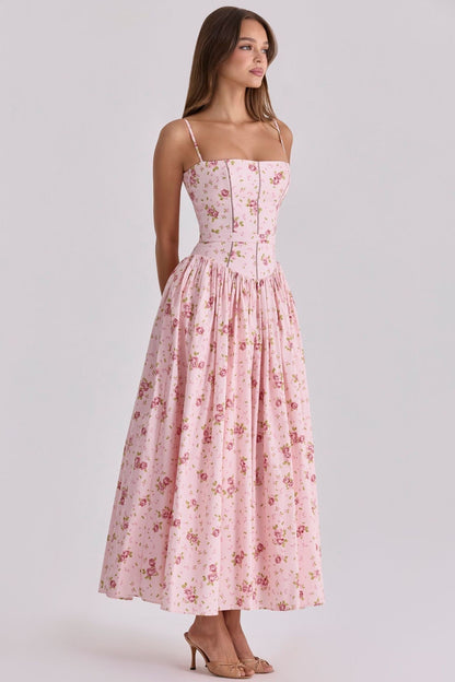 Arvelle Pleated Strapless Midi Wedding Guest Dress