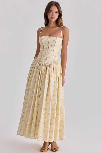 Arvelle Pleated Strapless Midi Wedding Guest Dress
