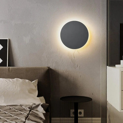 Minimalist Round LED Wall Light | Modern Nordic Iron Sconce In Three Painted Metal Finishes