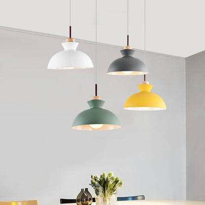 Modern Single Pendant Dome Light | Scandinavian Metal Hanging Lamp In Nine Bold Colourways