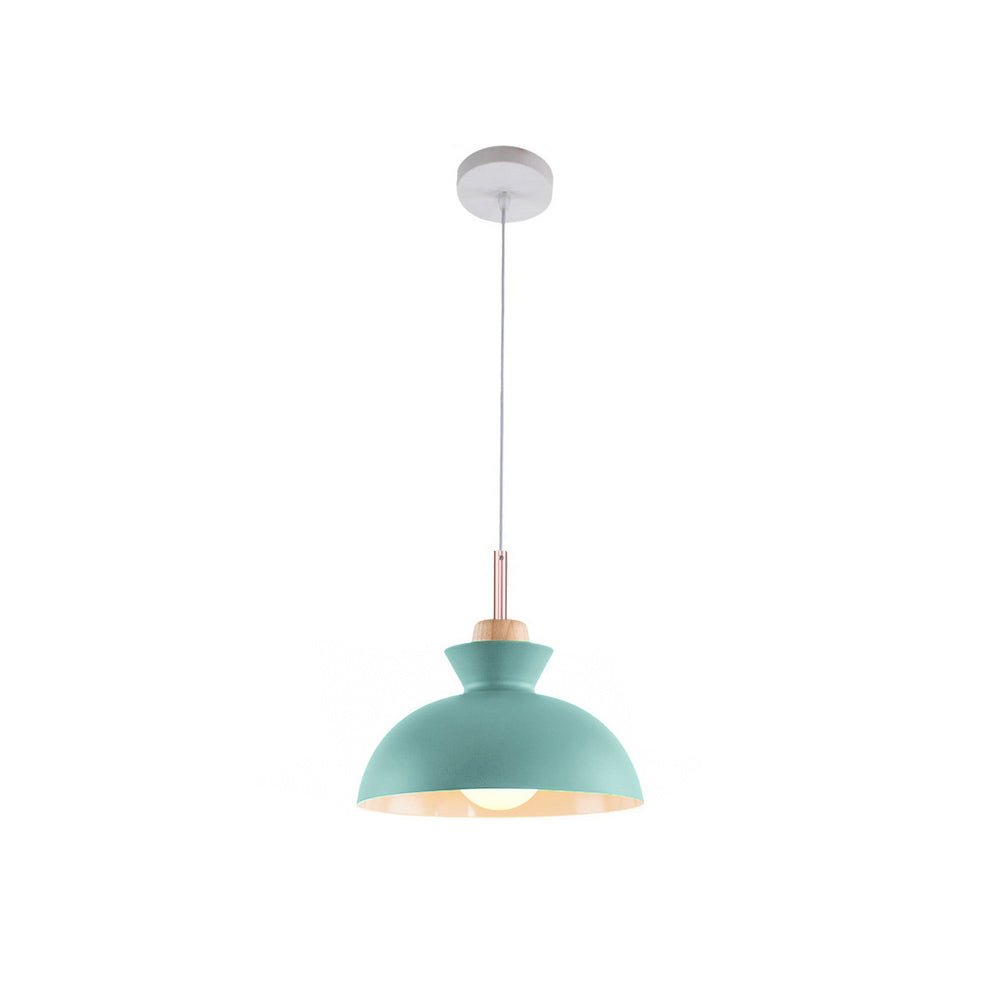 Modern Single Pendant Dome Light | Scandinavian Metal Hanging Lamp In Nine Bold Colourways