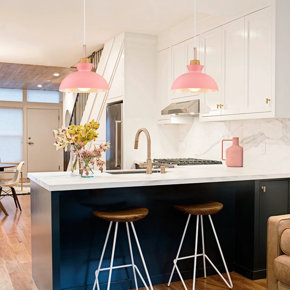 Modern Single Pendant Dome Light | Scandinavian Metal Hanging Lamp In Nine Bold Colourways