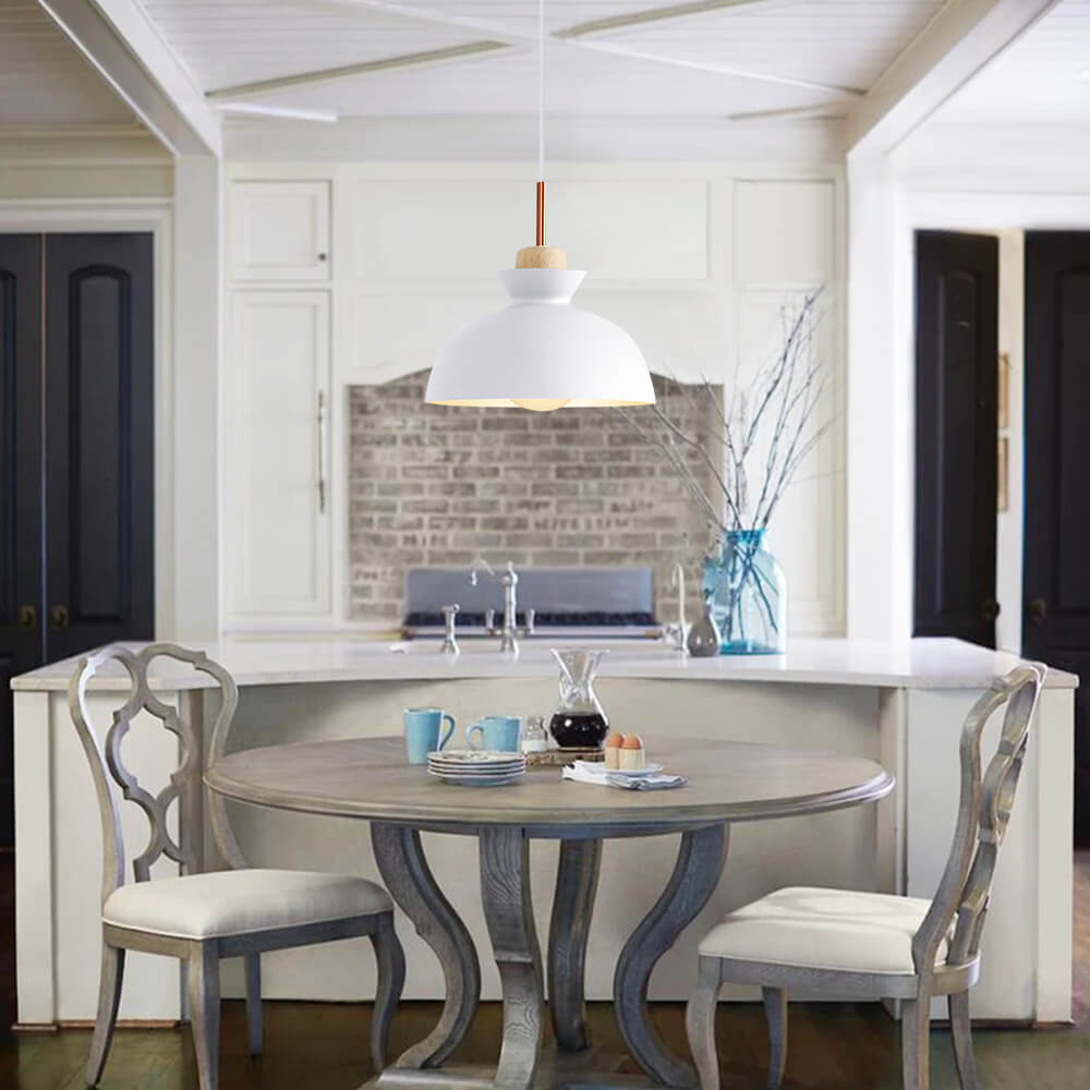 Modern Single Pendant Dome Light | Scandinavian Metal Hanging Lamp In Nine Bold Colourways
