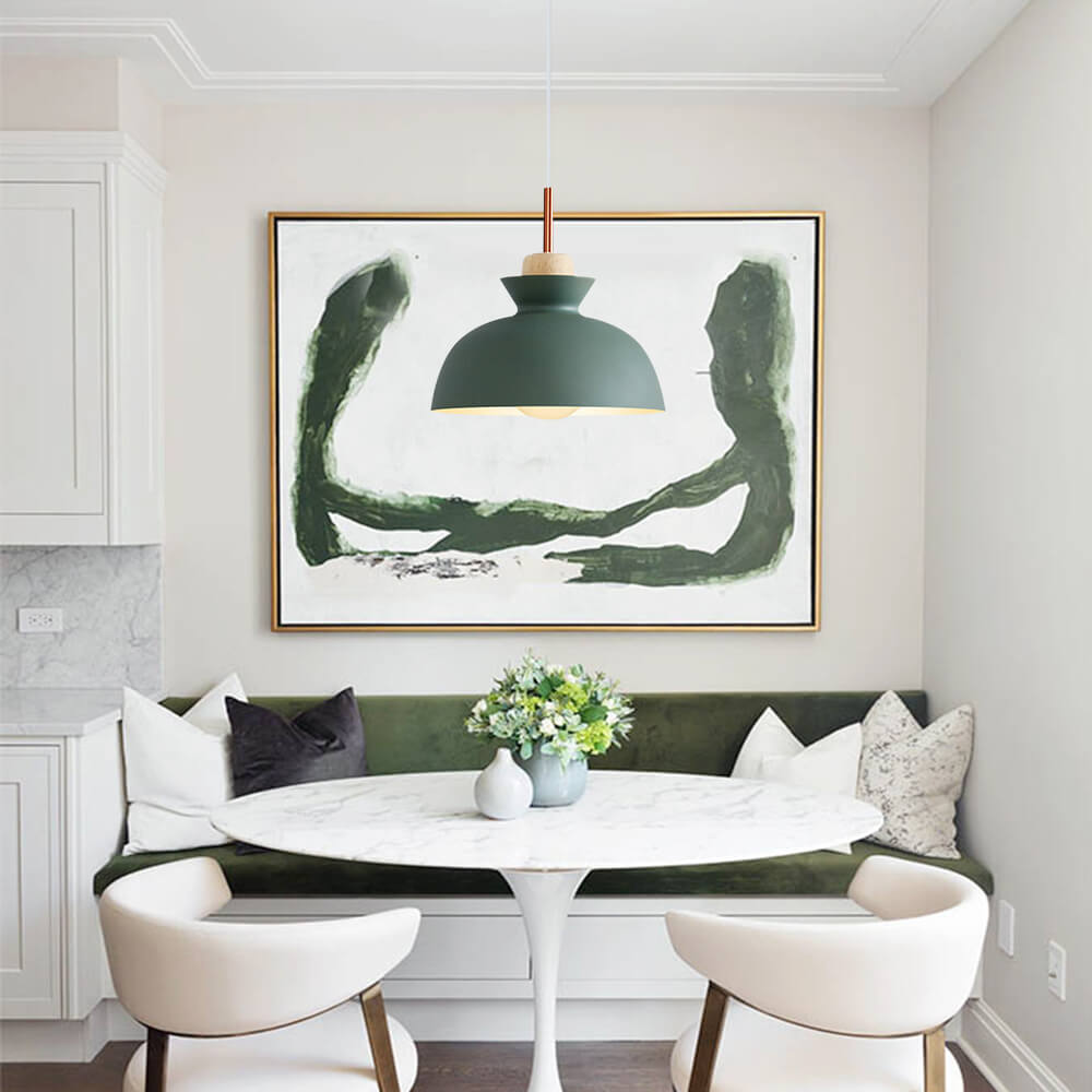 Modern Single Pendant Dome Light | Scandinavian Metal Hanging Lamp In Nine Bold Colourways