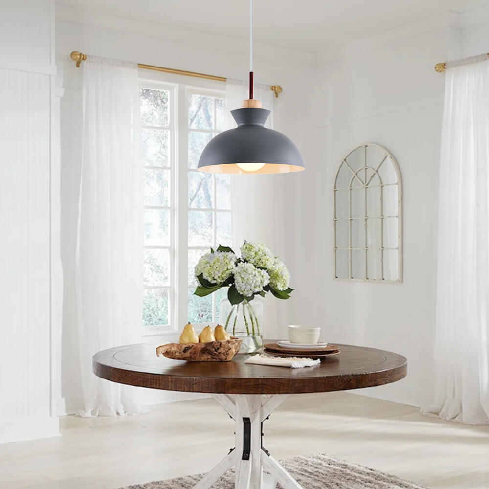 Modern Single Pendant Dome Light | Scandinavian Metal Hanging Lamp In Nine Bold Colourways