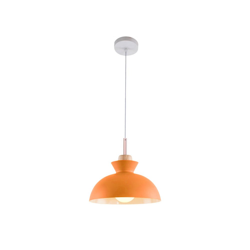 Modern Single Pendant Dome Light | Scandinavian Metal Hanging Lamp In Nine Bold Colourways