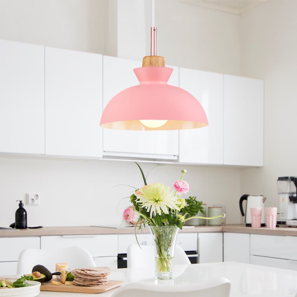 Modern Single Pendant Dome Light | Scandinavian Metal Hanging Lamp In Nine Bold Colourways