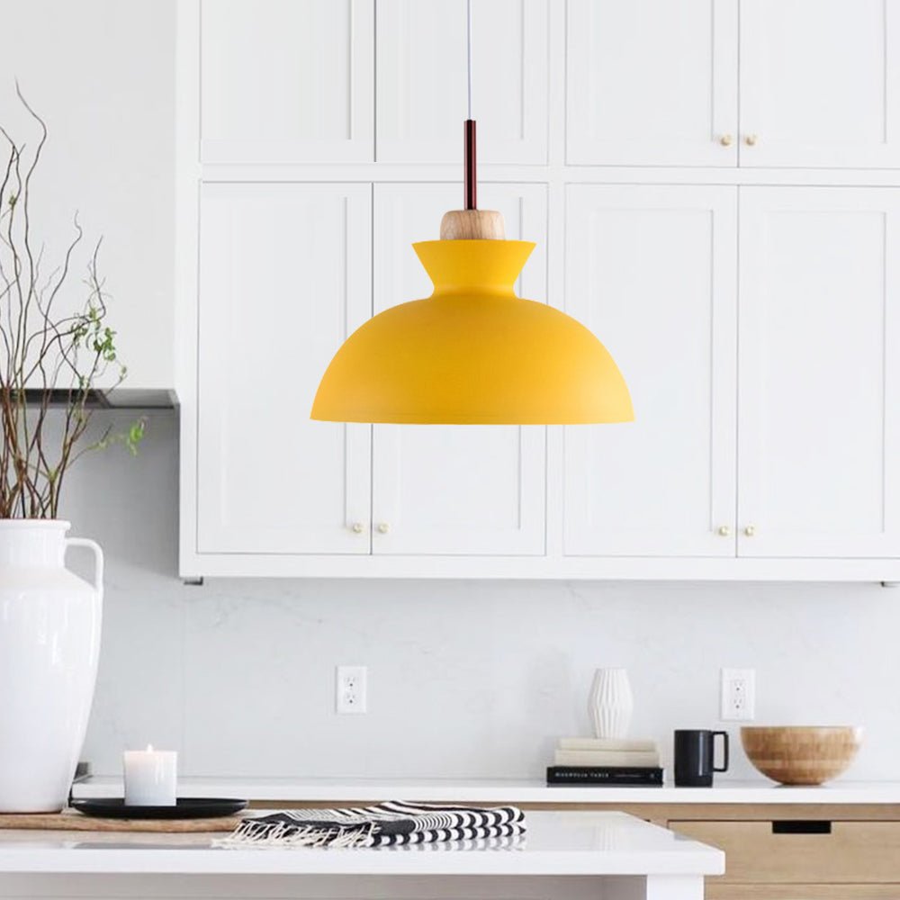 Modern Single Pendant Dome Light | Scandinavian Metal Hanging Lamp In Nine Bold Colourways