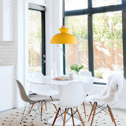 Modern Single Pendant Dome Light | Scandinavian Metal Hanging Lamp In Nine Bold Colourways
