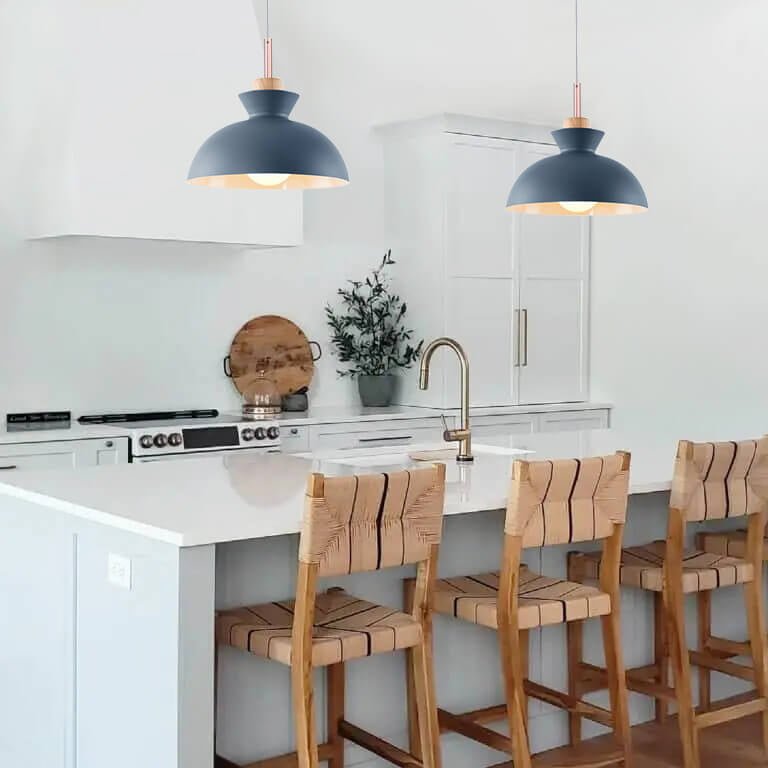 Modern Single Pendant Dome Light | Scandinavian Metal Hanging Lamp In Nine Bold Colourways