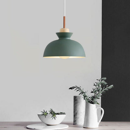Modern Single Pendant Dome Light | Scandinavian Metal Hanging Lamp In Nine Bold Colourways