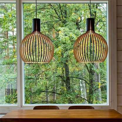 Handcrafted Wooden Pendant Light | Natural Scandinavian Ceiling Lamp For Dining Room Tables