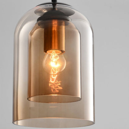 Duplume Mid Century Pendant Lamp | Double Glass Shade For Apartments and Dining Room Tables