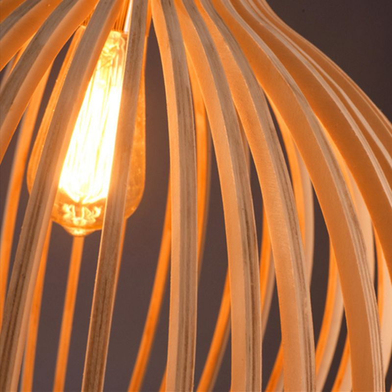 Handcrafted Wooden Pendant Light | Natural Scandinavian Ceiling Lamp For Dining Room Tables