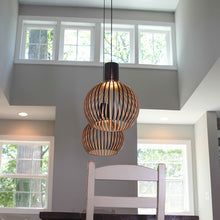 Handcrafted Wooden Pendant Light | Natural Scandinavian Ceiling Lamp For Dining Room Tables
