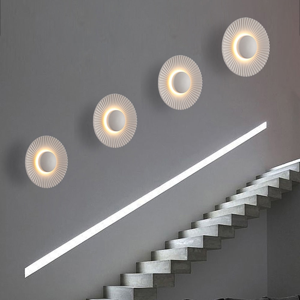 Solvara Wall Lamp | Modern Metallic Sun Ray Design With An Integrated Warm White LED Halo Glow